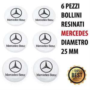 SERIE 6 ADESIVI 3D RESINATI per MERCEDES Ø 25mm stickers adesivo LOGO resinato - Picture 1 of 4