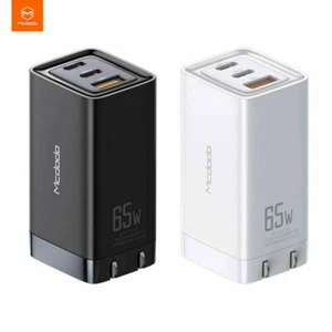 Mcdodo 65W GaN 2 Type-C + USB PD QC3.0 Fast Charger US Plug Phone Laptop Adapter - Photo 1 sur 9