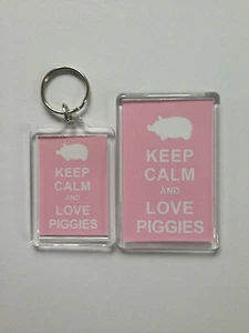 Keep Calm And Love Piggies Keyring or Fridge Magnet = ideal gift idea - Picture 1 of 3