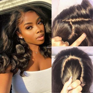 5x4.5 Silk Top Full Lace Human Hair Wig Pre Plucked Short Wavy Silk Base Wigs - Picture 1 of 12