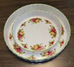 Set of 2 ROYAL ALBERT OLD COUNTRY ROSES 12" & 8 3/4" QUICHE/BAKING DISHES - Picture 1 of 8