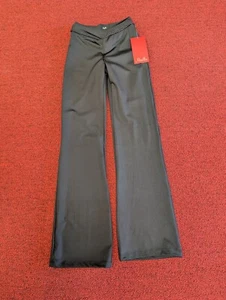 Mirella Activewear Black Jazz Flair Pants Braided Waist Band Dance New - Picture 1 of 4