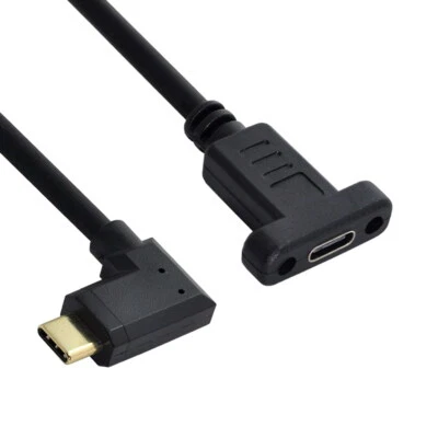 Cablecy 90 Degree Left & Right Angled Cable USB-C USB 3.1 Type C Male to Female - Image 1 of 4