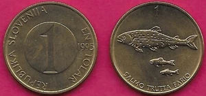 SLOVENIA 1 TOLAR 1995 UNC A LARGE BROWN TROUT WITH TWO SMALLER TROUT BELOW WITH - Picture 1 of 1