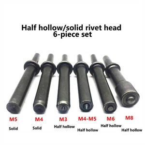 6 Stck./Set Halbhohl und Massiv Nieten Druckluft Hammer Werkzeug mit Meißel 4,7 '' Zubehör - Bild 1 von 8