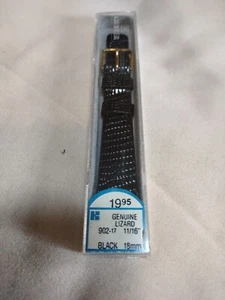 Vintage NOS Kreisler 18mm (R 11/16") Black Genuine Lizard Watch Band - Picture 1 of 5