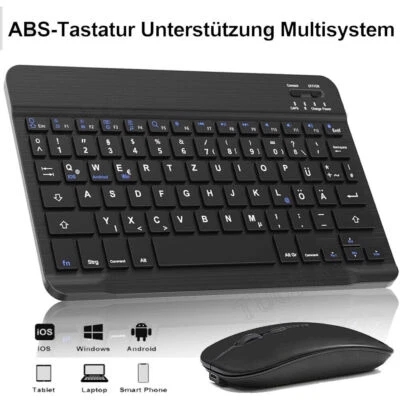 QWERTZ-Tastatur Bluetooth Kabellos Keyboard Maus für iPad Android Windows Tablet - Bild 1 von 4