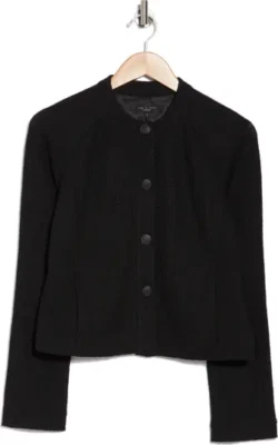 rag & bone Size 14 Carol Jacket Black Textured Knit Button Jacket $528 - Image 1 of 4