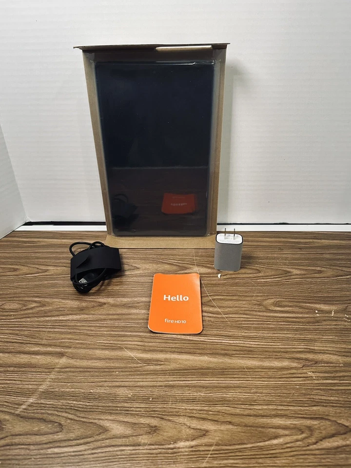 Amazon Fire HD 10 Tablet with USB-C cable and power adapter - Image 1 of 3