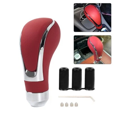 Palanca de cambios de palanca de cambios automática de cuero rojo universal para automóvil Foto 1 de 4