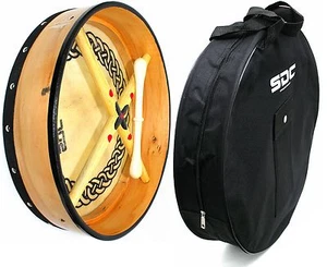 NEW DEURA 14" NATURAL BODHRAN with CASE/BEATER CELTIC CIRCLE ON HEAD - Picture 1 of 6