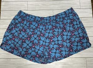 Patagonia Women’s Blue Floral Barely Baggies 2.5" Inseam Shorts Sz XL