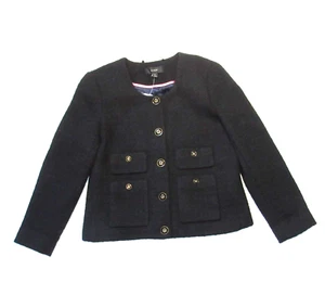 NWT J.Crew Lady Jacket in Black Maritime Tweed Collarless Wool Blend 2 - Picture 1 of 5