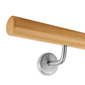 Handlauf-Set Buche Ø 45mm mit Haltern aus Edelstahl, Länge: 50 - 400 cm - Bild 1 von 3