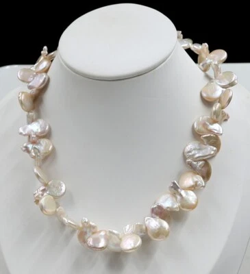 Colar de pérolas kasumi brilho rosa natural barroco 12x14 mm pérola junho 18" - Imagem 1 de 4