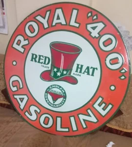Red Hat Pure Porcelain Enamel Heavy Metal Sign 42 Inches Double side - Picture 1 of 11