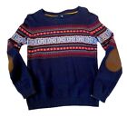 Tommy Hilfiger fair isle navy sweater with elbow patches women’s medium