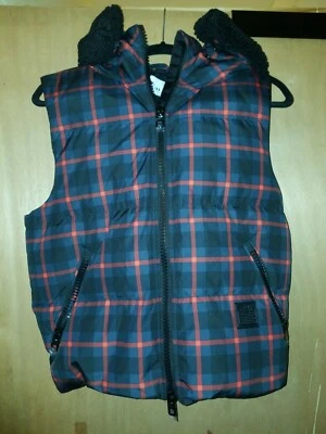 Coach Riley plaid navy crimson size S vest gray duck puffer - Image 1 of 4