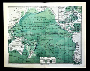 1902.Antica Stampa Geografica:OCEANO PACIFICO E CONTINENTI EMERSI - MEYERS -.. - Foto 1 di 1