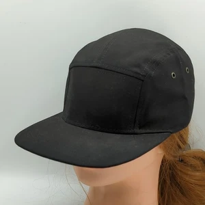 Cappello berretto vintage anni 90 Ohsung Trading nero 5 pannelli OSFA pelle strapback made in USA - Foto 1 di 10