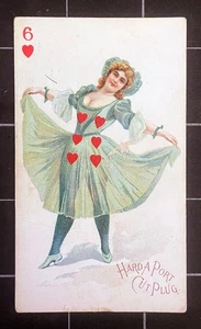 1890 - N458 puerto duro A, 6 de corazones jugando a la carta, MOORE & CALVI • Sobreimpresión roja - Imagen 1 de 2