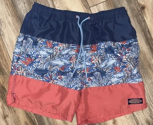 Costume da bagno uomo Vineyard Vines blu medio 7 pollici stampato chappy coulisse - Foto 1 di 15