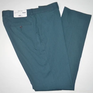 Pantalones de vestir Kenneth Cole verde oscuro elásticos frente plano talla 35 x 34 nuevos con etiquetas - Imagen 1 de 2