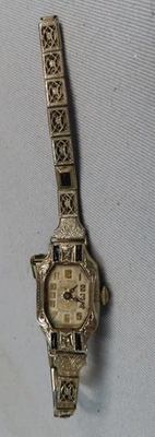 ANTIQUE SORORITY LADIES WATCH 18K GOLD ART DECO STYLE - Image 1 of 4