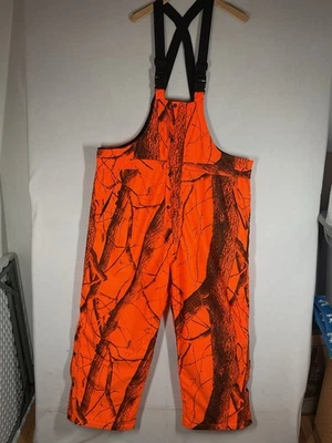 Field & Stream Realtree Camo Insulated Bib Overalls Men XXL Blaze Orange Hunting - Image 1 of 4