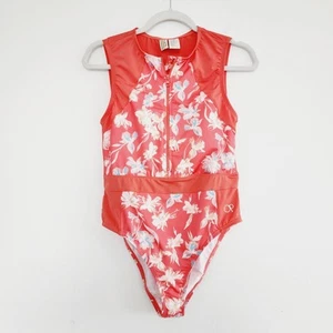 OP Ocean Pacific Coral Orange Floral Print One-Piece Swimsuit XL - Picture 1 of 5