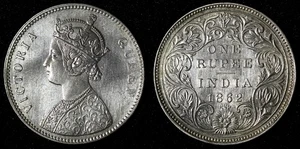 India-Británica Victoria Plata 1862 (B) Rupia Mejor Fecha aUNC KM# 473.1 (28 302) - Imagen 1 de 3