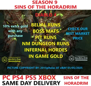 DIABLO 4 S10  BELIAL RUN/ BOSS MATERIALS/ PIT/HORDE  ✅PC PS4 PS5 XBOX ✅DIABLO IV - Picture 1 of 133