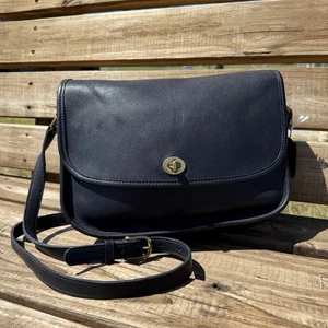 Bolso Bandolera COACH Vintage City Bag Cuero Curtido Bolso de Mano 9790 Azul Marino - Imagen 1 de 19