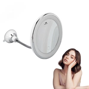 10x Magnification LED Makeup Mirror, Wall Mount, Round, 17.3"L x 6.9"W, Black... - Picture 1 of 9