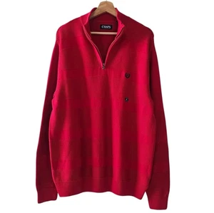CHAPS Men's Sweater  L Red 1/4  Zip Pullover Logo  Medium Weight Christmas NWT - Picture 1 of 4