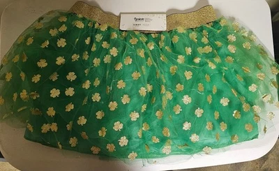 Spencer's St Patrick's Day Tutu Mini Skirt XL Green W/ Gold Clovers  V958 - Image 1 of 2
