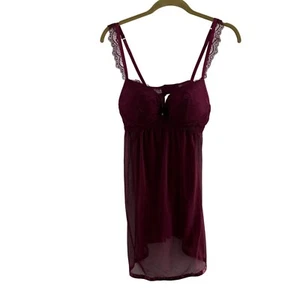 Daisy Fuentes Sheer Lace L Babydoll Nightgown Lingerie Plum Adjustable Purple a - Picture 1 of 9