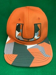 Vintage Miami Hurricanes Geometric Camoflauge Strapback Hat Cap '47 Brand - VGUC - Picture 1 of 12