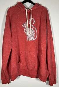 Jerzees red heathered oversized hoodie lace cat graphic sz 2XL athleisure comfy - Picture 1 of 8