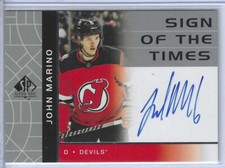 John Marino 2022-23 SP Authentic SOTT Retro Sign of The Times New Jersey Devils