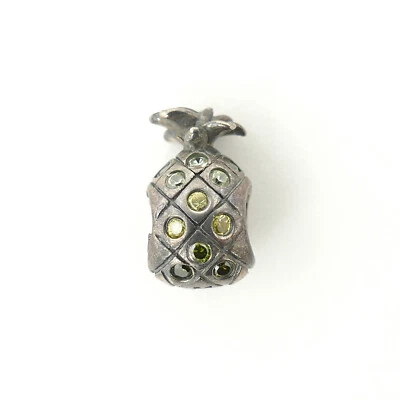 GENUINA CHAMILIA 925 PLATA ESTERLINA PIÑA AMARILLO + ENCANTO SWAROVSKI TRANSPARENTE Foto 1 de 4