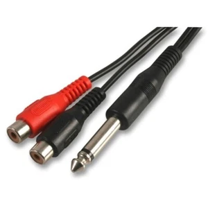 1 PIEZA - CABLE TIPO Y - 1/4" MACHO MONO A 2 x GATOS HEMBRA RCA # 11-6619 - Imagen 1 de 2