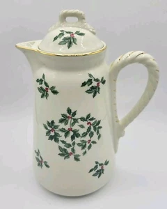 Vintage Formalities By Baum Bros. Holly Collection Coffee Tea Pot Holly Berries - Picture 1 of 13