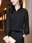 Elegant Korean Women Pleated Puff Sleeve Career Business Work Blouse Tops Shirts