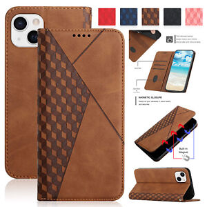 For iPhone 13 14 15 Pro Max 11 12 XR SE2 Magnetic Leather Wallet Case Flip Cover