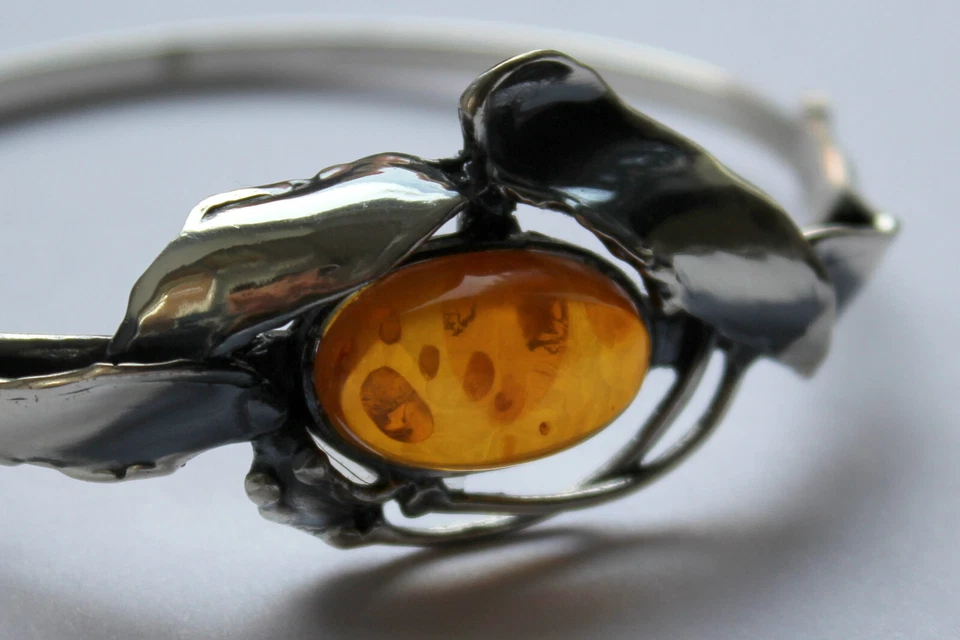 Bernstein Armreif Silber 925 Vintage modernist art deco Armband - Bild 1 von 4