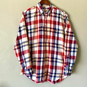 The Fox Collection Men's Large Flannel 100% Cotton Button Down Shirt 70s VTG - Picture 1 of 15