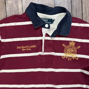 Polo Ralph Lauren Saddle Maker Embroidered Crest Polo Shirt XL Mens Red Rugby - Picture 1 of 8