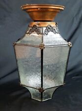 Ornate Flush Mount Hexagon Textured Glass Portico Light & Copper Fitter GA9671