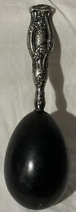 Antique Wood Sock Darner With Ornate Sterling Handle-Marked Sterling - Picture 1 of 5